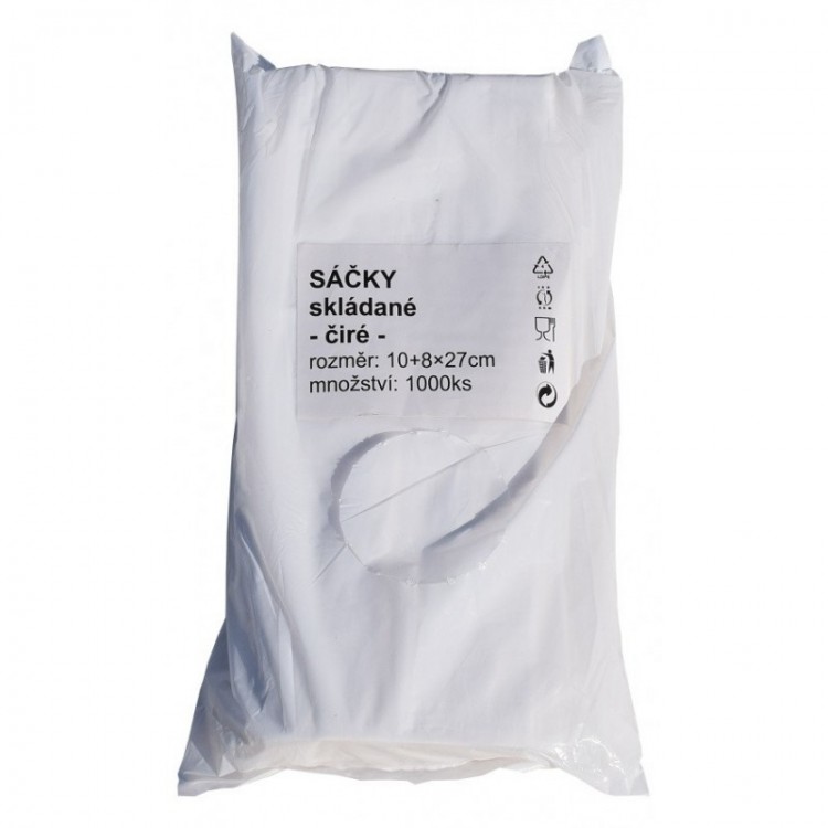 Sáčky skládané 10+6x24cm 1000ks - Úklidové a ochranné pomůcky Obalový materiál Mikrotenové sáčky